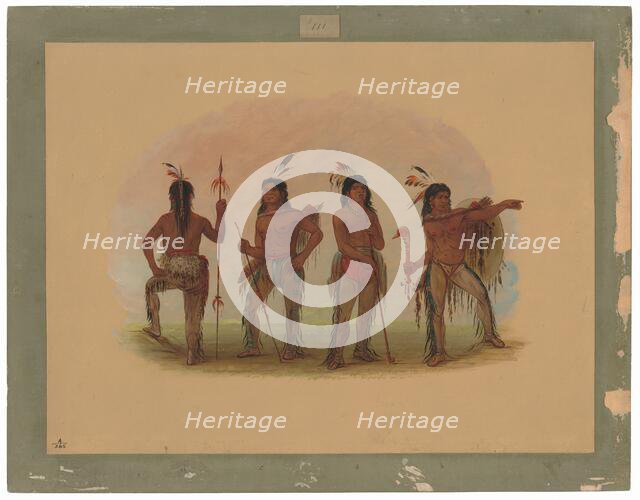 Four Navaho Warriors, 1861/1869. Creator: George Catlin.