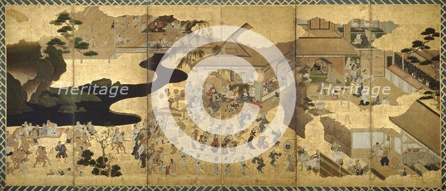 Genre Scenes (Fuzoku byobu), About 1640. Creator: Unknown.
