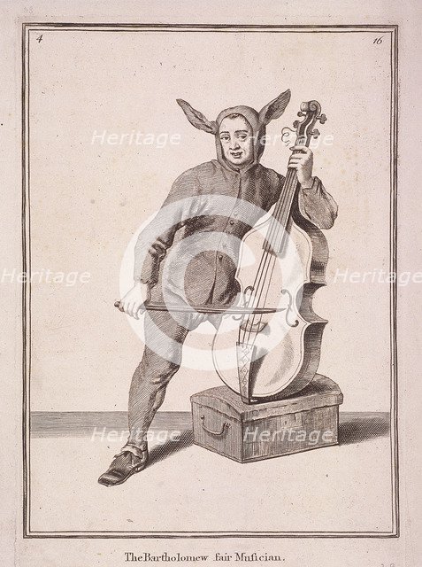 'The Bartholomew fair Musician', Cries of London, (1688?). Artist: Anon