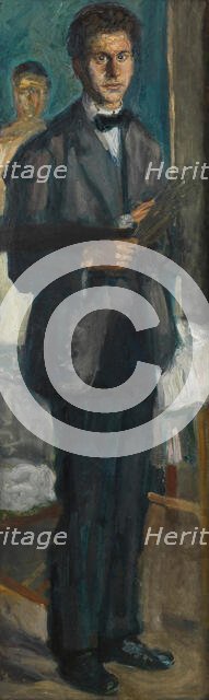 Self-portrait with a palette, 1906-1907. Creator: Gerstl, Richard (1883-1908).