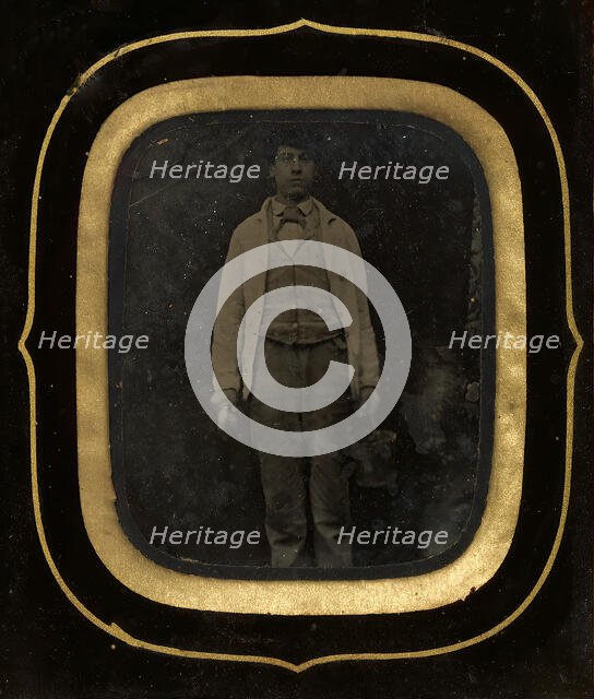 Man with Bucket and Paint Brush, late 1850s-60s. Creator: Peter Ralston.