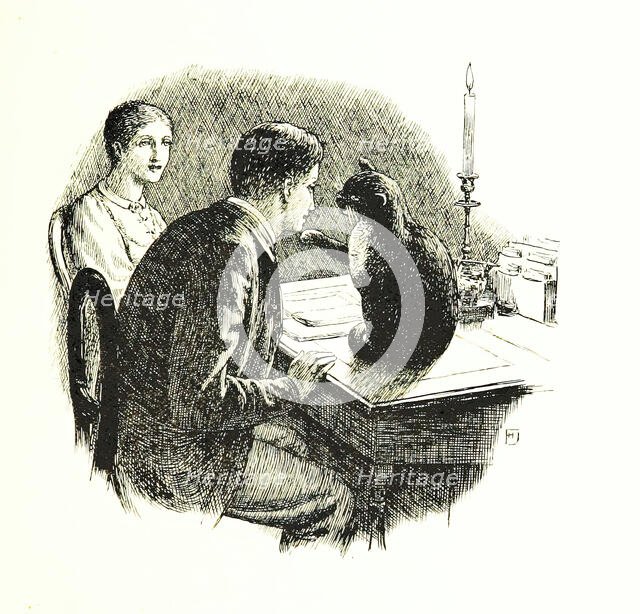 Man and woman with a cat, 1896.  Creator: Unknown.