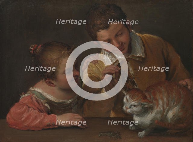 Two Children Teasing a Cat. Creator: Annibale Carracci.