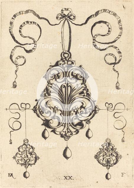 One Large and Two Smaller Strapwork Pendants. Creator: Daniel Mignot.