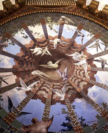 View of the dome of the first floor of the Vicens House, built between 1883 and 1885, designed by…