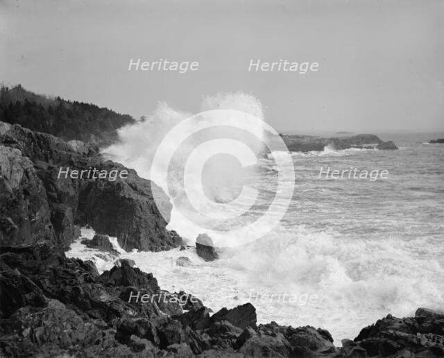 Neck surf near the Churn, Marblehead, Mass., between 1895 and 1910. Creator: Unknown.