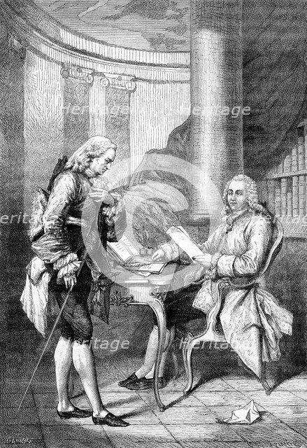 Anne Robert Jacques Turgot receiving a letter of reference, 1898.Artist: Gustave Demoulin