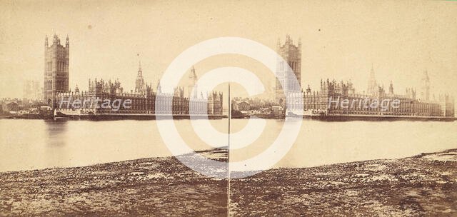 [Group of 5 Stereograph Views of the Houses of Parliament, London, England], 1850s-1910s. Creator: Strohmeyer & Wyman.