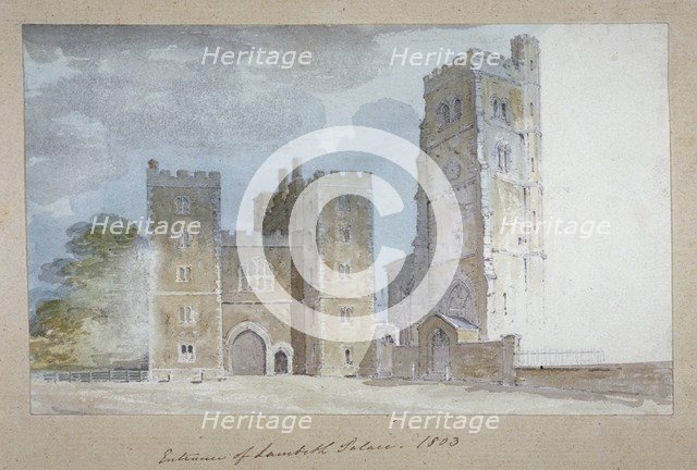 View of the entrance to Lambeth Palace, London, 1803.            Artist: Anon