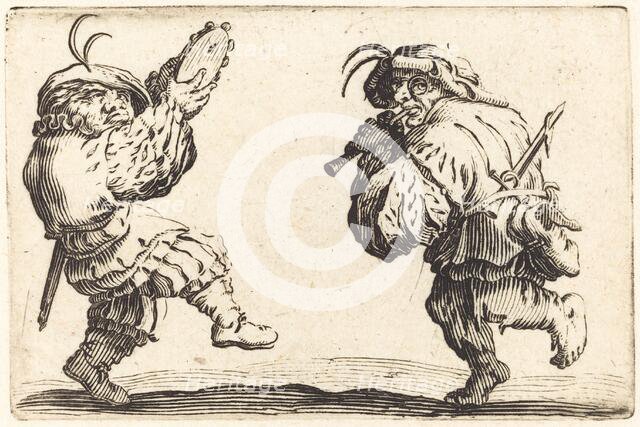 Dancers with Flute and Tambourine, c. 1622. Creator: Jacques Callot.