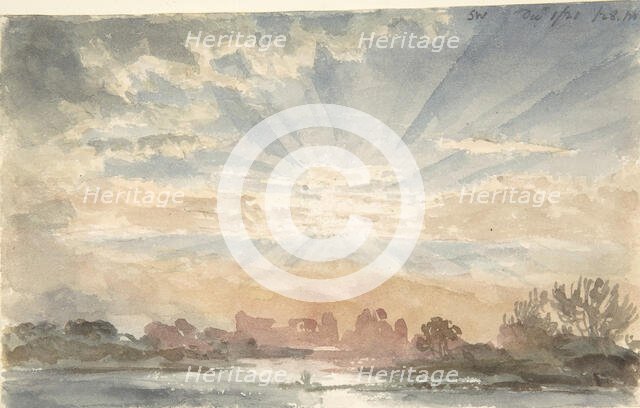 Landscape with Rising Sun, December 1, 1828, 8:30 a.m., 1828. Creator: Joseph Michael Gandy.