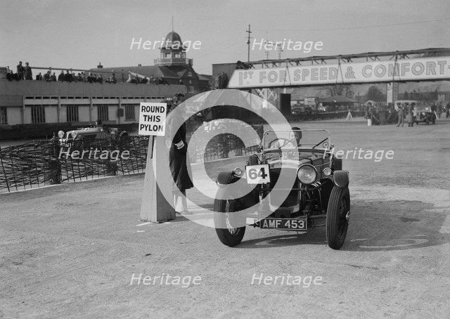 Frazer-Nash competing in the JCC Rally, Brooklands, Surrey, 1939. Artist: Bill Brunell.