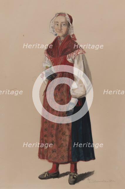 Woman in costume, 1840-1889. Creator: Per Sodermark.