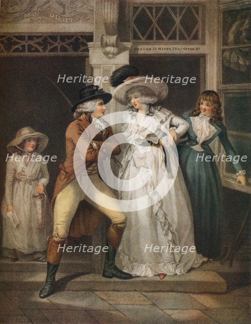 'The Tavern Door, Laetitia Deserted by her Seducer is Thrown on the Town', 1789. Artist: John Raphael Smith.