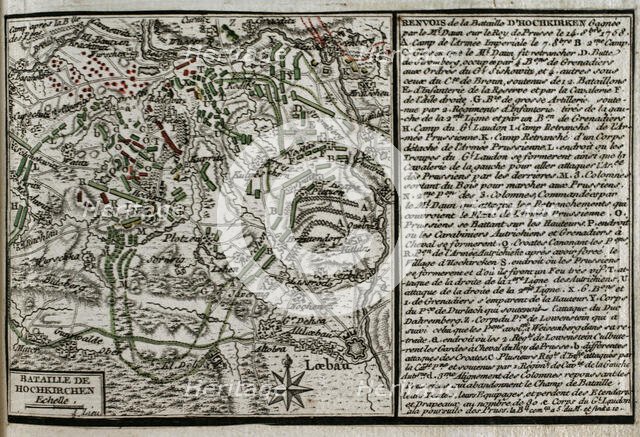 Seven Years War (1756-1763): Map of the Battle of Hochkirch (14th October 1758), 1765. Creator: Jean de Beaurain.