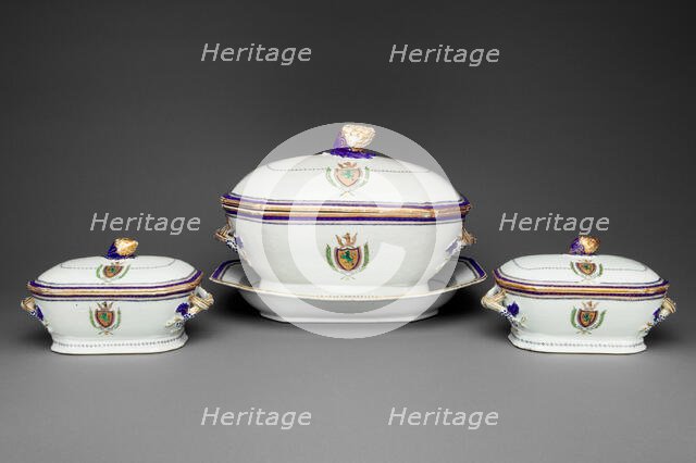 Tureens with cover and a stand, c. 1787/90.  Creator: Unknown.