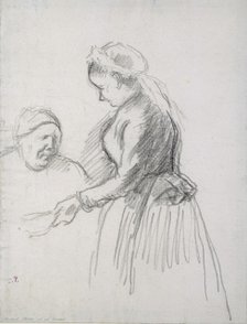 Study of the artist's mother with her maid, 1880-1885.
