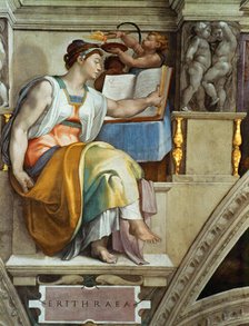 Prophets and Sibyls: Erythraean Sibyl (Sistine Chapel ceiling in the Vatican), 1508-1512. Creator: Buonarroti, Michelangelo (1475-1564).