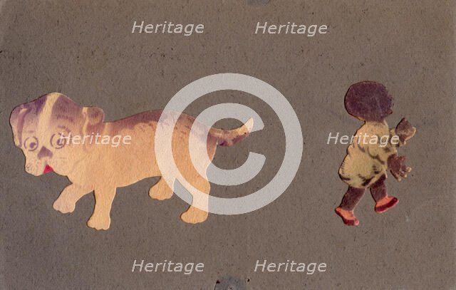 Dog and small boy, 1930s. Creator: Unknown.