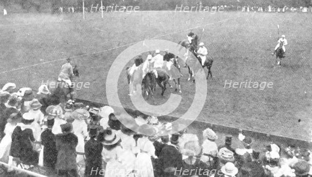 America winning the International Cup for Polo: last Monday's play at Hurlingham, 1909. Creator: Illustrations Bureau.