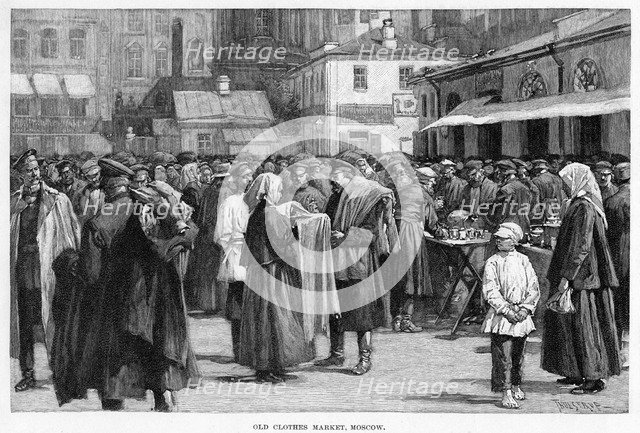 'Old Clothes Market, Moscow', c19th century. Artist: Unknown
