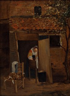 Girl washing clothes. Creator: Hooch, Pieter, de (1629-1684).