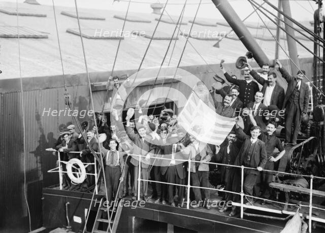 Greeks departing on MADONNA, 1912. Creator: Bain News Service.