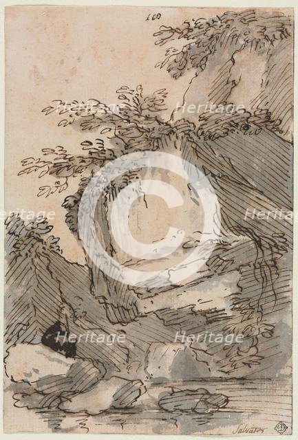 Figures by a Rocky Pool, 1660/1673. Creator: Salvator Rosa (Italian, 1615-1673).