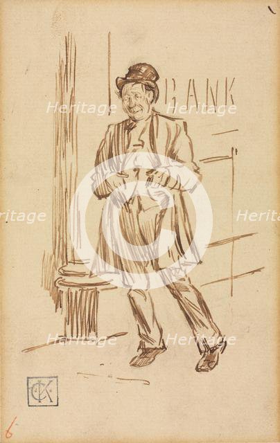 Study of a Drunken Man Passing a Bank. Creator: Charles Samuel Keene (British, 1823-1891).