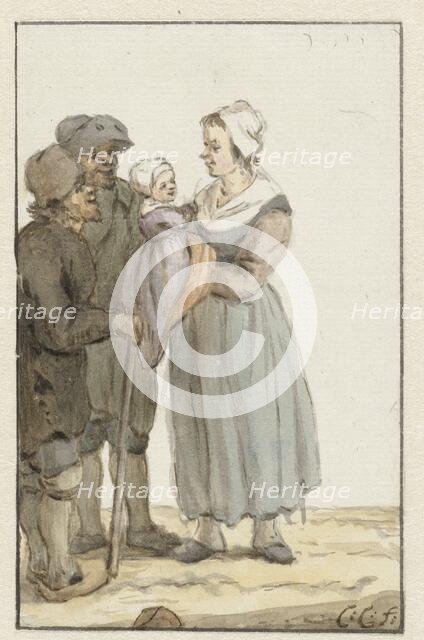 Woman with child with two men, 1758-1808. Creator: Christina Chalon.