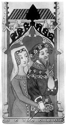 Johannes Gyniford and his wife, late 14th century, (1910). Artist: Unknown