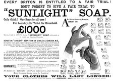 Advertisement for "Sunlight" Soap, 1890. Creator: Unknown.