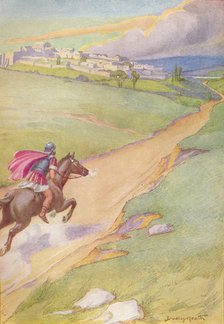 'A messenger was seen spurring his horse toward the city', c1912 (1912). Artist: Ernest Dudley Heath.
