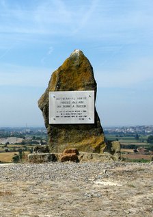 Monolith at the high point where the defense of the 'Tossal del Deu' known as 'El Merengue' was h…