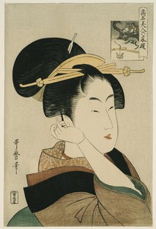 Tatsumi Roko, from the series “Renowned Beauties Likened to the Six Immortal Poets"..., c. 1794/96. Creator: Kitagawa Utamaro.