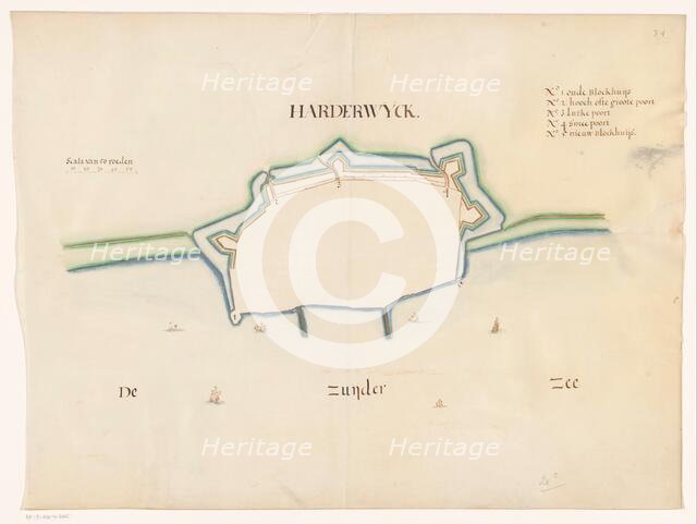Plan of Harderwijk Fortress, c.1650-c.1799. Creator: Anon.