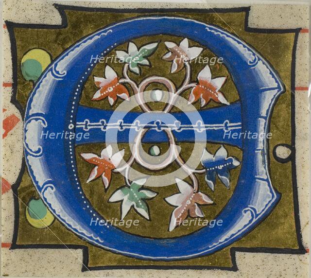 Decorated Initial "E" with Flowers from a Choir Book, 14th century or modern, c. 1920. Creator: Unknown.