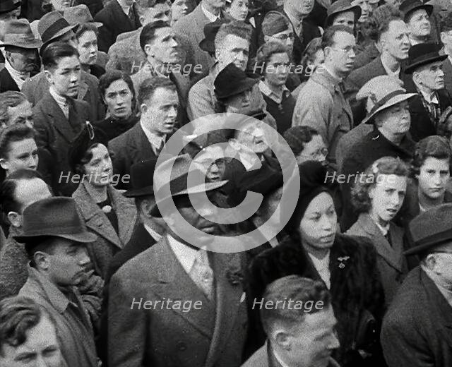 Crowds Listening to Speeches in Trafalgar Square, 1942. Creator: British Pathe Ltd.