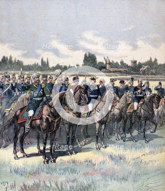 Military review with General Saussier and foreign military attaches, 14th July 1891.  Artist: Henri Meyer