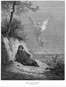 Elijah goes into wilderness and asks to die, but an angel comes and bids him 'arise and eat', 1866. Artist: Unknown