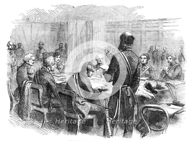 The Crimean Inquiry - Examination of the Earl of Lucan, 1856.  Creator: Unknown.