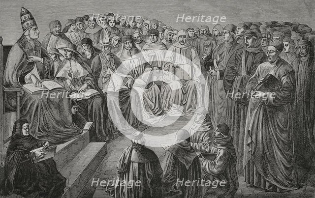 Assembly of prelates and doctors of the church held in Anagni, (Italy) in 1256, (1877). Creators: Etienne Huyot, Jules Jean Marie Joseph Huyot.