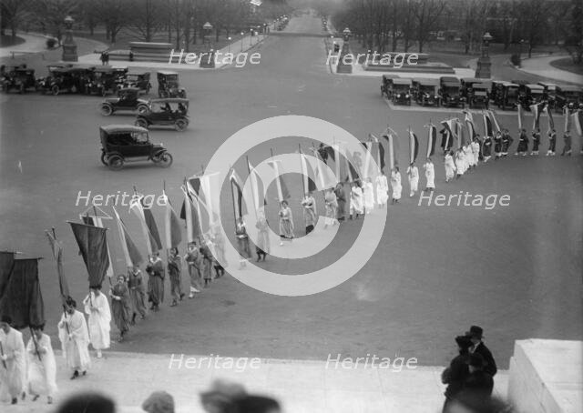 Woman Suffrage at Capitol with Banners, 1917. Creator: Harris & Ewing.