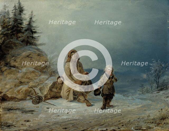 Beggar Family on the Road, 1860. Creator: Robert Wilhelm Ekman.