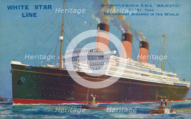 Quadruple-Screw R.M.S Majestic of the White Star Line', c1920s. Artist: Unknown