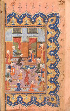 A Scene of Conviviality at Court, Folio from a Divan (Collected Works) of Mir 'Ali Shir Nava'i, 1580 Creator: Qasim 'Ali of Shiraz.