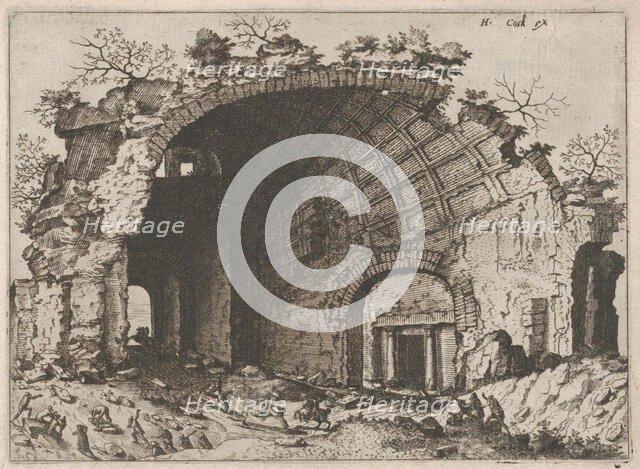 Barrel Vault with Coffering from the series Roman Ruins and Buildings, 1562. Creators: Johannes van Doetecum I, Lucas van Doetecum.