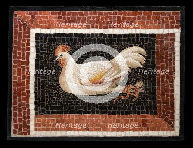 Mosaic Floor Panel Depicting a Bound Rooster, 2nd century. Creator: Unknown.
