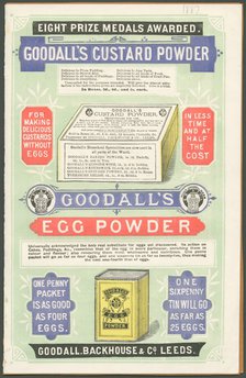 Goodall's Custard Powder, 1887. Artist: Unknown