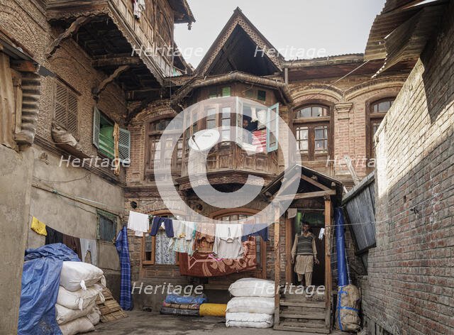 Wooden house, Old Srinagar, Kashmir, India, 2023. Creator: Peter Thompson.